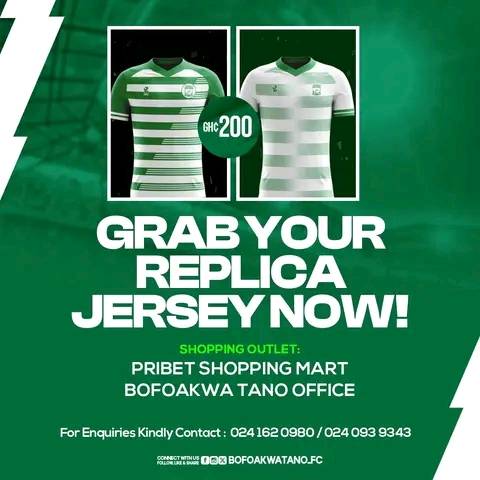 You can now buy Bofoakwa Tano FC Replica Jersey at Pribet Shopping Mart